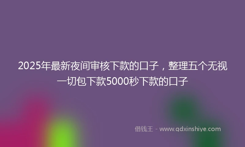 2025年最新夜间审核下款的口子，整理五个无视一切包下款5000秒下款的口子