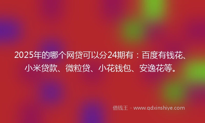 2025年的哪个网贷可以分24期有：百度有钱花、小米贷款、微粒贷、小花钱包、安逸花等。