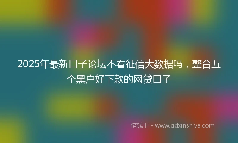 2025年最新口子论坛不看征信大数据吗，整合五个黑户好下款的网贷口子