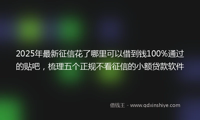 2025年最新征信花了哪里可以借到钱100%通过的贴吧，梳理五个正规不看征信的小额贷款软件