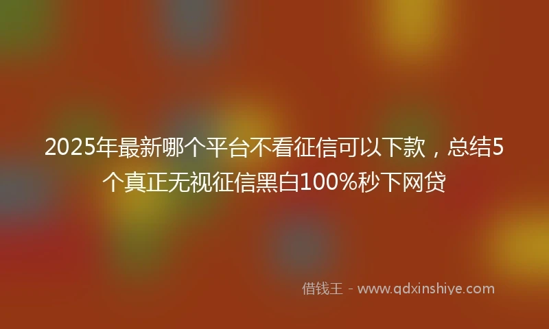 2025年最新哪个平台不看征信可以下款，总结5个真正无视征信黑白100%秒下网贷