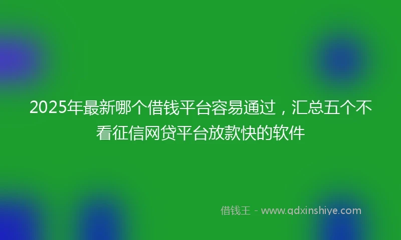 2025年最新哪个借钱平台容易通过，汇总五个不看征信网贷平台放款快的软件