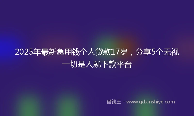 2025年最新急用钱个人贷款17岁，分享5个无视一切是人就下款平台