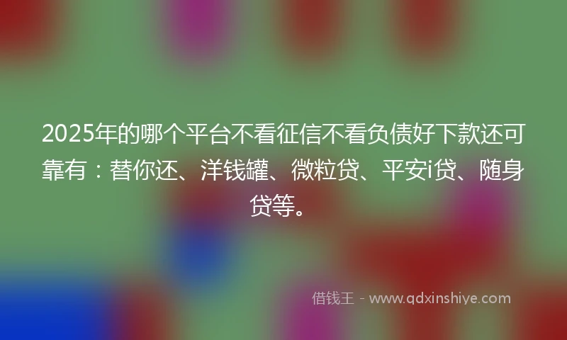 2025年的哪个平台不看征信不看负债好下款还可靠有：替你还、洋钱罐、微粒贷、平安i贷、随身贷等。