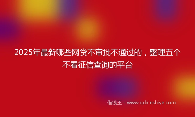 2025年最新哪些网贷不审批不通过的，整理五个不看征信查询的平台