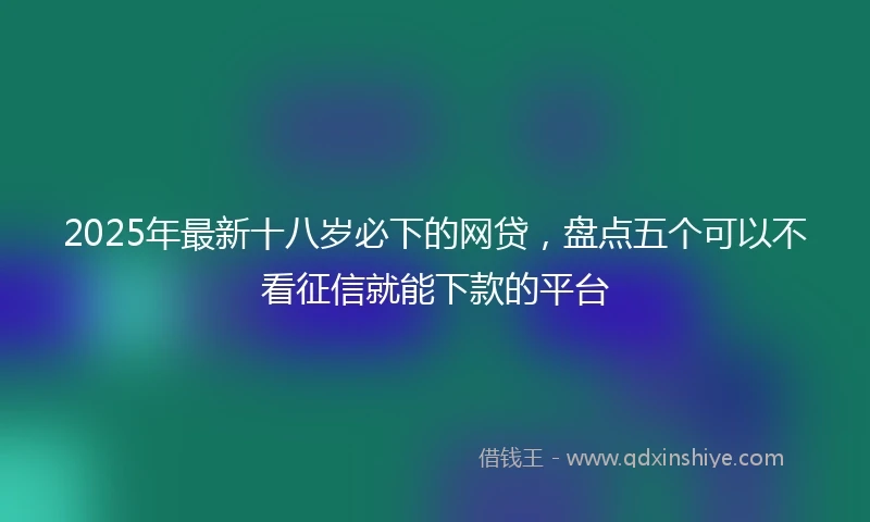 2025年最新十八岁必下的网贷，盘点五个可以不看征信就能下款的平台