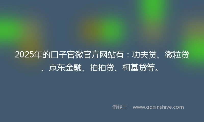 2025年的口子官微官方网站有：功夫贷、微粒贷、京东金融、拍拍贷、柯基贷等。
