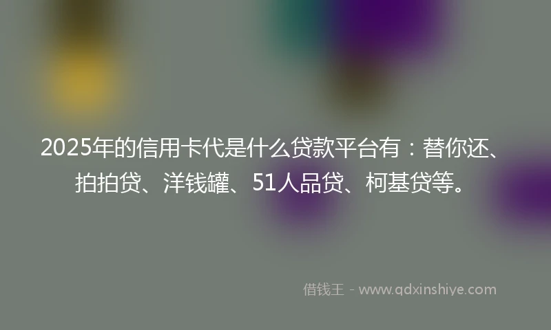 2025年的信用卡代是什么贷款平台有：替你还、拍拍贷、洋钱罐、51人品贷、柯基贷等。