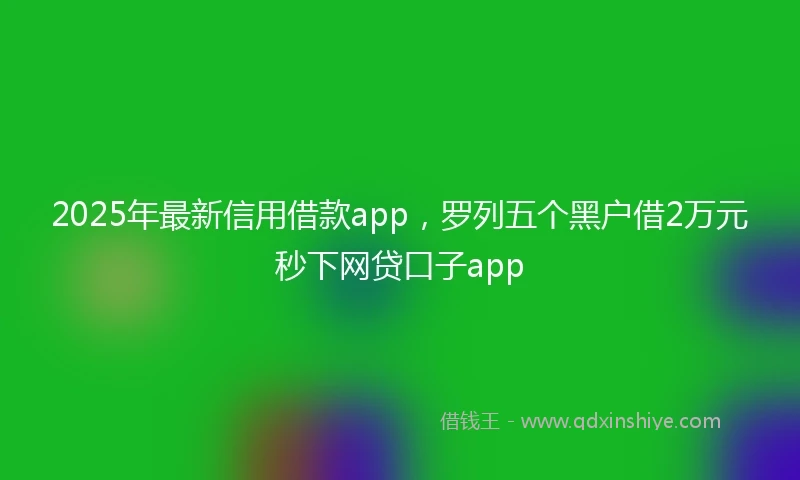2025年最新信用借款app，罗列五个黑户借2万元秒下网贷口子app