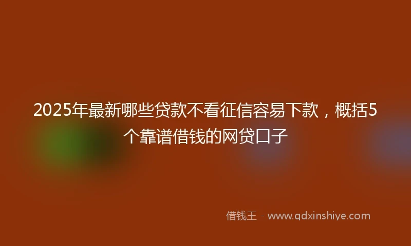 2025年最新哪些贷款不看征信容易下款，概括5个靠谱借钱的网贷口子