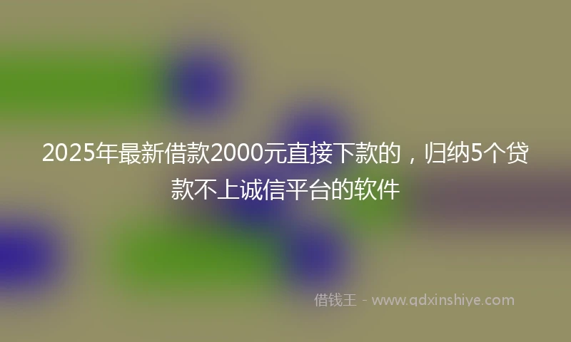 2025年最新借款2000元直接下款的，归纳5个贷款不上诚信平台的软件