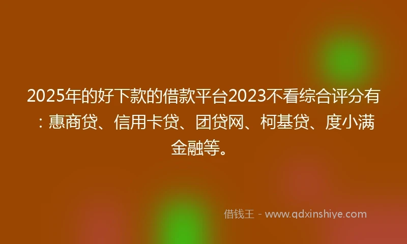 2025年的好下款的借款平台2023不看综合评分有：惠商贷、信用卡贷、团贷网、柯基贷、度小满金融等。