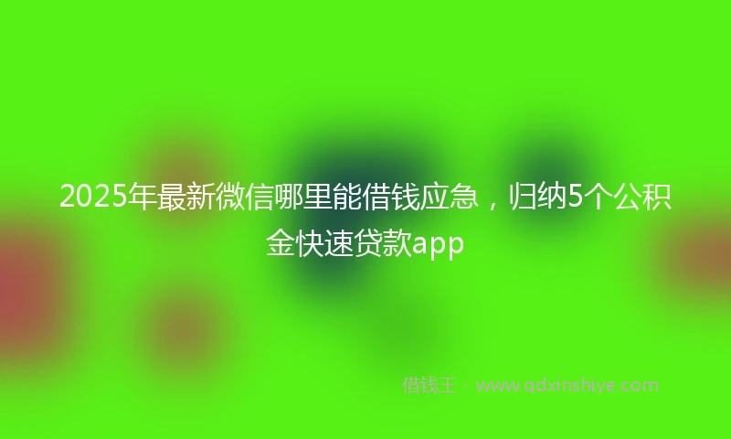 2025年最新微信哪里能借钱应急，归纳5个公积金快速贷款app