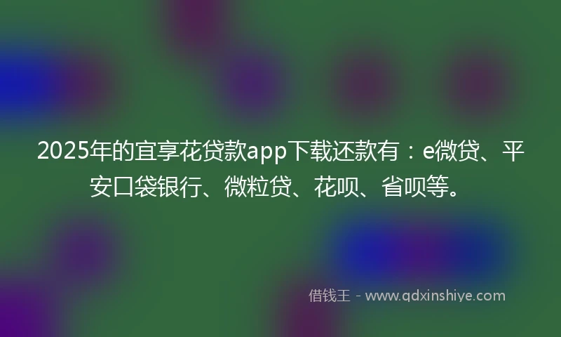 2025年的宜享花贷款app下载还款有：e微贷、平安口袋银行、微粒贷、花呗、省呗等。