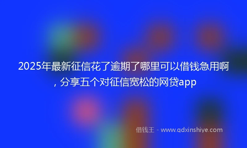 2025年最新征信花了逾期了哪里可以借钱急用啊，分享五个对征信宽松的网贷app