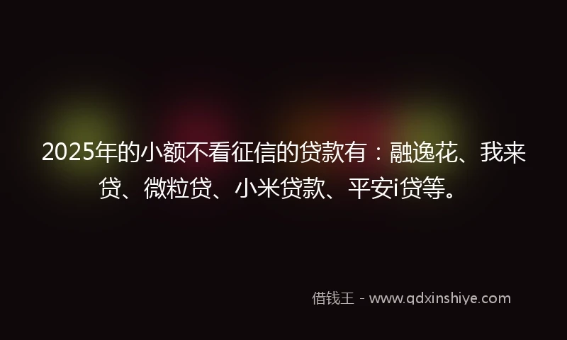2025年的小额不看征信的贷款有：融逸花、我来贷、微粒贷、小米贷款、平安i贷等。