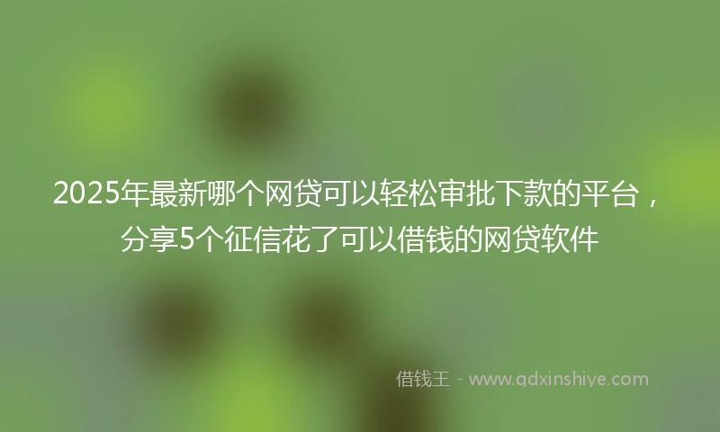 2025年最新哪个网贷可以轻松审批下款的平台，分享5个征信花了可以借钱的网贷软件