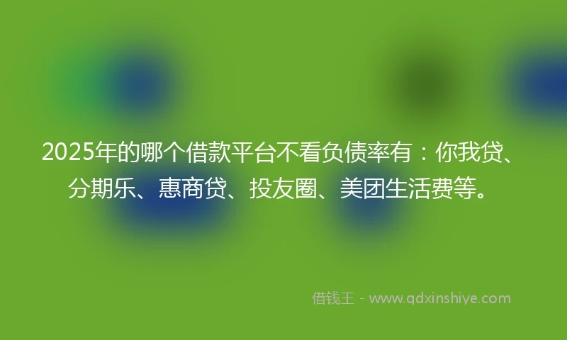 2025年的哪个借款平台不看负债率有：你我贷、分期乐、惠商贷、投友圈、美团生活费等。