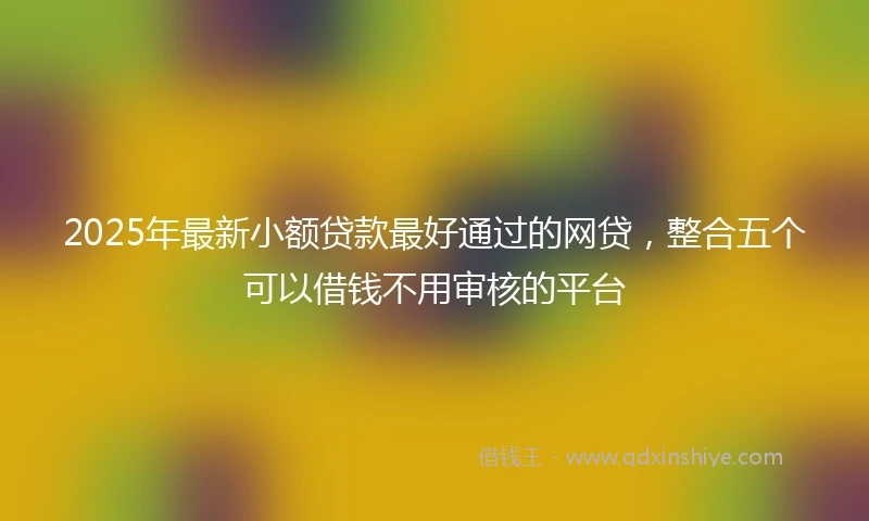 2025年最新小额贷款最好通过的网贷，整合五个可以借钱不用审核的平台