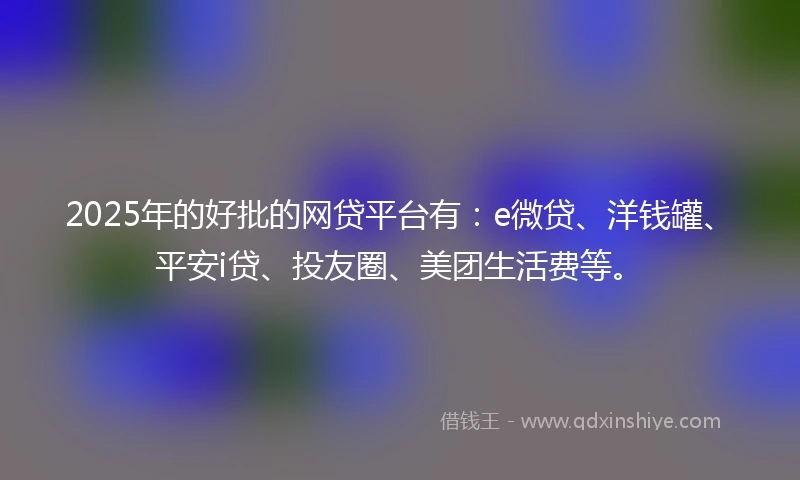 2025年的好批的网贷平台有：e微贷、洋钱罐、平安i贷、投友圈、美团生活费等。