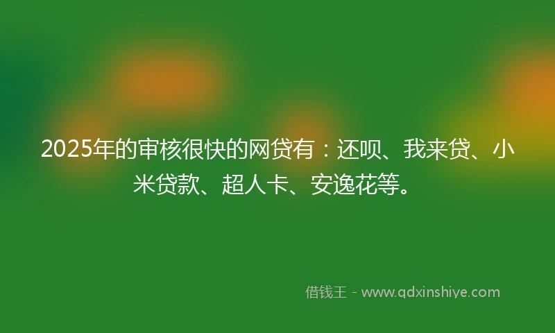 2025年的审核很快的网贷有：还呗、我来贷、小米贷款、超人卡、安逸花等。