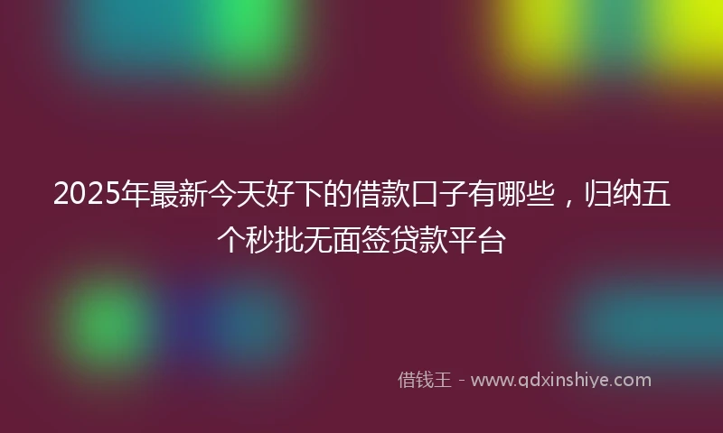 2025年最新今天好下的借款口子有哪些，归纳五个秒批无面签贷款平台