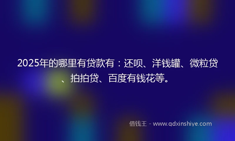 2025年的哪里有贷款有：还呗、洋钱罐、微粒贷、拍拍贷、百度有钱花等。