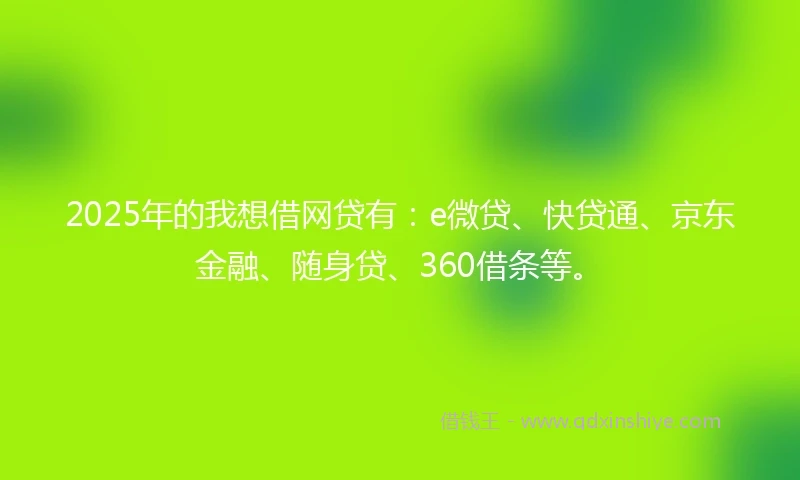 2025年的我想借网贷有：e微贷、快贷通、京东金融、随身贷、360借条等。