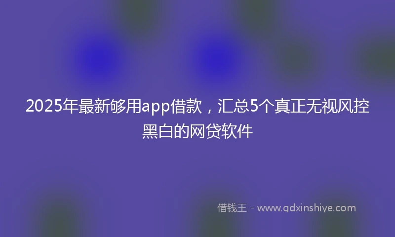 2025年最新够用app借款，汇总5个真正无视风控黑白的网贷软件