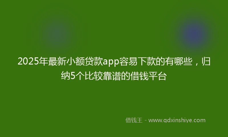 2025年最新小额贷款app容易下款的有哪些，归纳5个比较靠谱的借钱平台