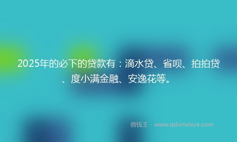 2025年的必下的贷款有：滴水贷、省呗、拍拍贷、度小满金融、安逸花等。