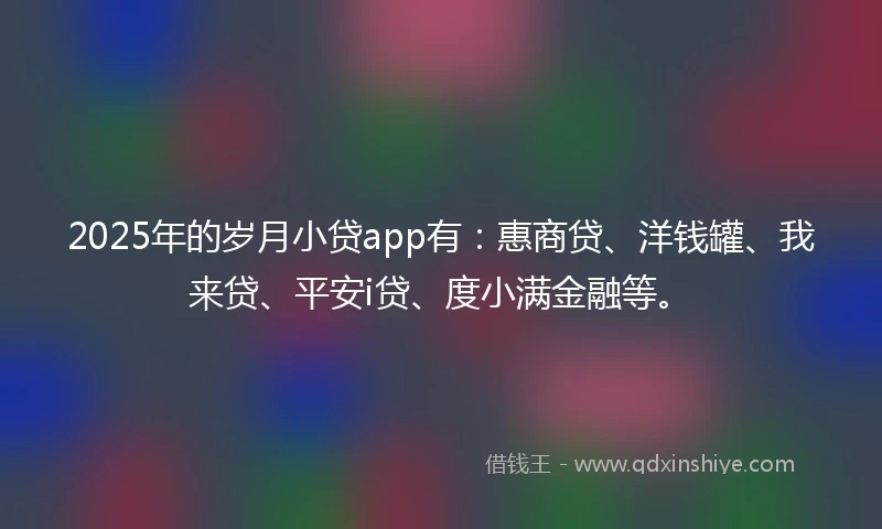 2025年的岁月小贷app有：惠商贷、洋钱罐、我来贷、平安i贷、度小满金融等。