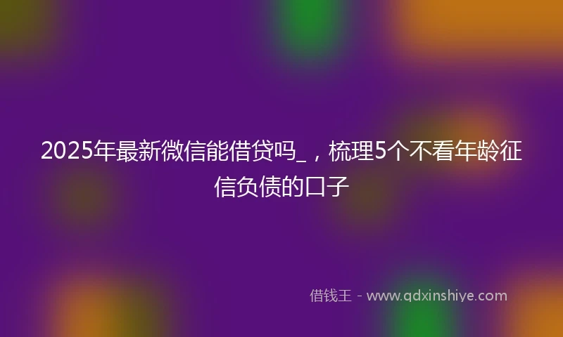 2025年最新微信能借贷吗_，梳理5个不看年龄征信负债的口子