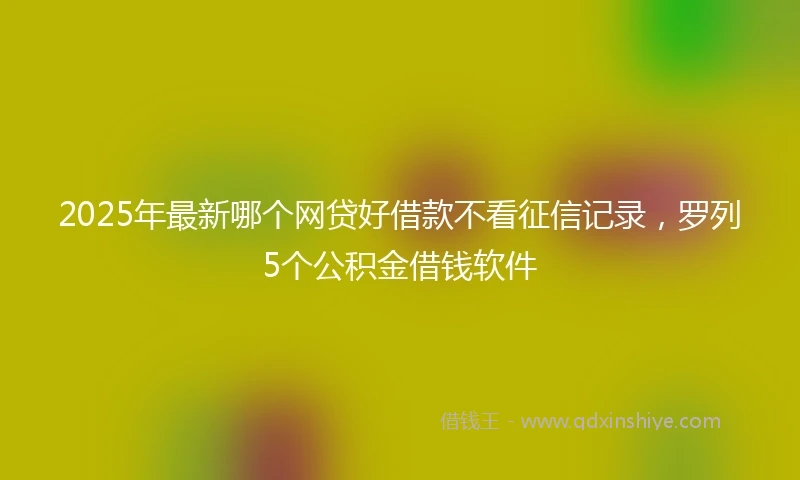 2025年最新哪个网贷好借款不看征信记录，罗列5个公积金借钱软件