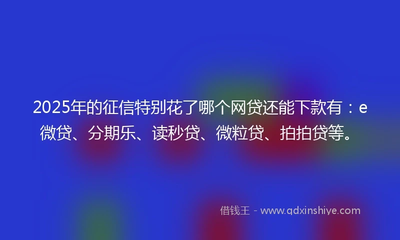 2025年的征信特别花了哪个网贷还能下款有：e微贷、分期乐、读秒贷、微粒贷、拍拍贷等。