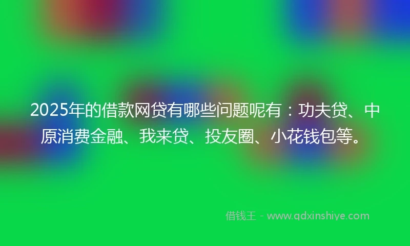 2025年的借款网贷有哪些问题呢有：功夫贷、中原消费金融、我来贷、投友圈、小花钱包等。