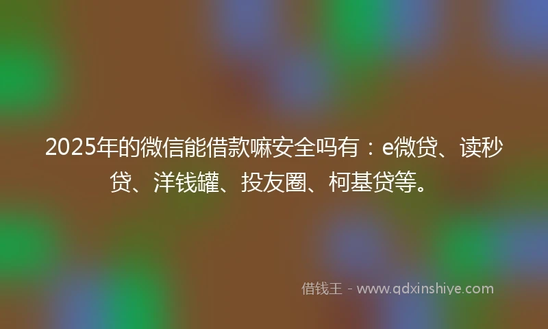 2025年的微信能借款嘛安全吗有：e微贷、读秒贷、洋钱罐、投友圈、柯基贷等。