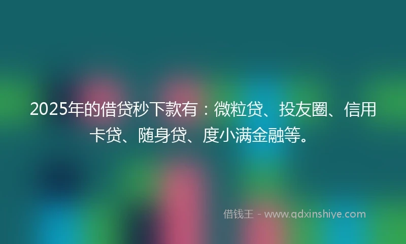2025年的借贷秒下款有：微粒贷、投友圈、信用卡贷、随身贷、度小满金融等。