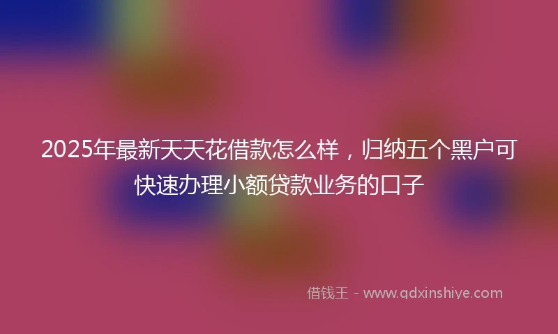 2025年最新天天花借款怎么样，归纳五个黑户可快速办理小额贷款业务的口子