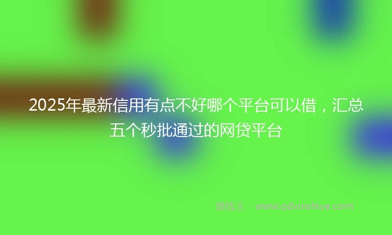 2025年最新信用有点不好哪个平台可以借，汇总五个秒批通过的网贷平台