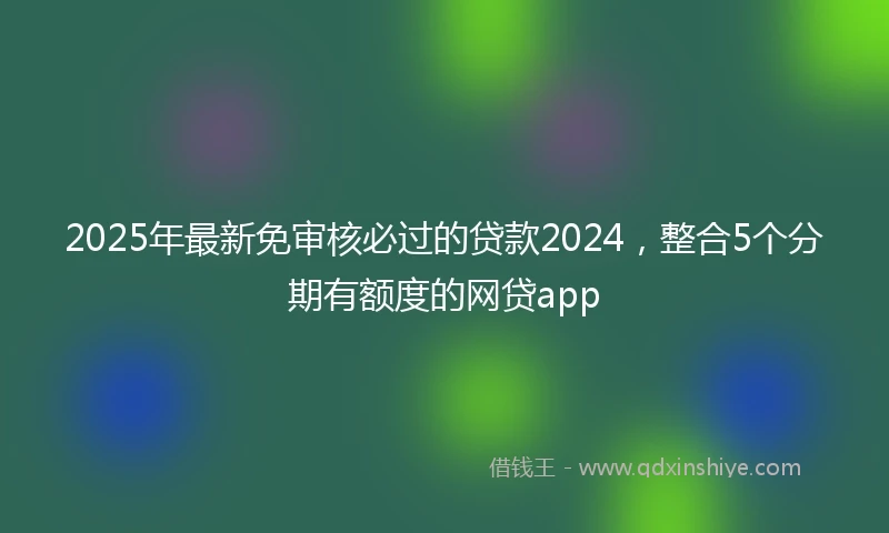 2025年最新免审核必过的贷款2024，整合5个分期有额度的网贷app