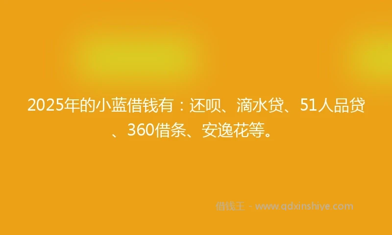 2025年的小蓝借钱有：还呗、滴水贷、51人品贷、360借条、安逸花等。