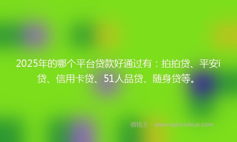 2025年的哪个平台贷款好通过有：拍拍贷、平安i贷、信用卡贷、51人品贷、随身贷等。