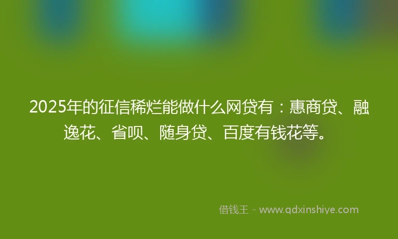 2025年的征信稀烂能做什么网贷有：惠商贷、融逸花、省呗、随身贷、百度有钱花等。