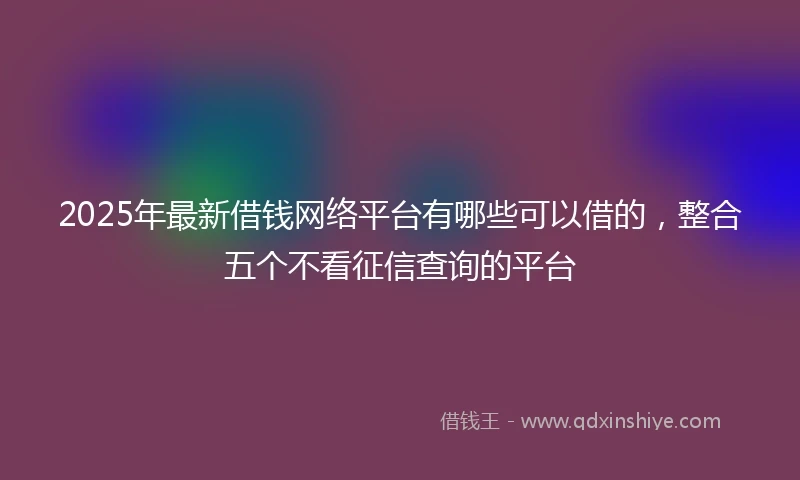 2025年最新借钱网络平台有哪些可以借的，整合五个不看征信查询的平台