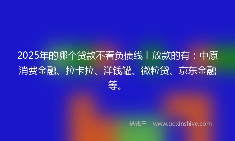 2025年的哪个贷款不看负债线上放款的有：中原消费金融、拉卡拉、洋钱罐、微粒贷、京东金融等。