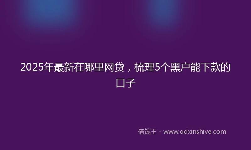 2025年最新在哪里网贷，梳理5个黑户能下款的口子