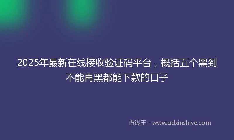 2025年最新在线接收验证码平台，概括五个黑到不能再黑都能下款的口子