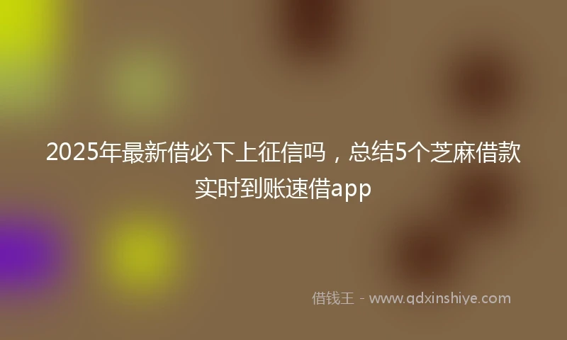 2025年最新借必下上征信吗，总结5个芝麻借款实时到账速借app