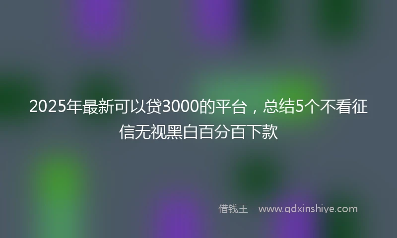 2025年最新可以贷3000的平台，总结5个不看征信无视黑白百分百下款